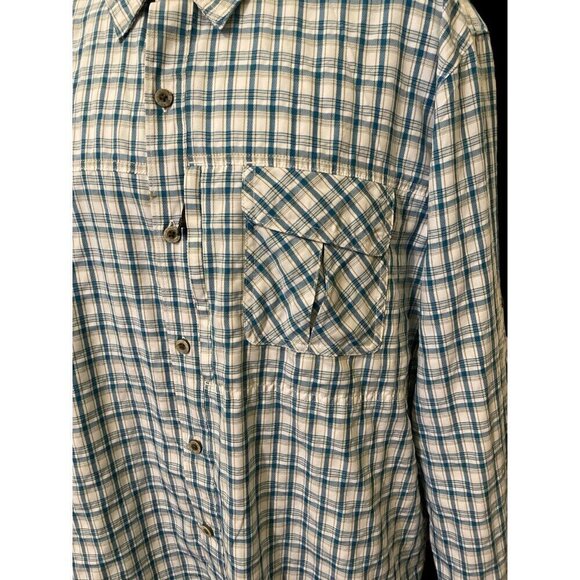 Wrangler Outdoor Mens Button Front Vented Shirt Size L Blue Regular Fit - Picture 4 of 16